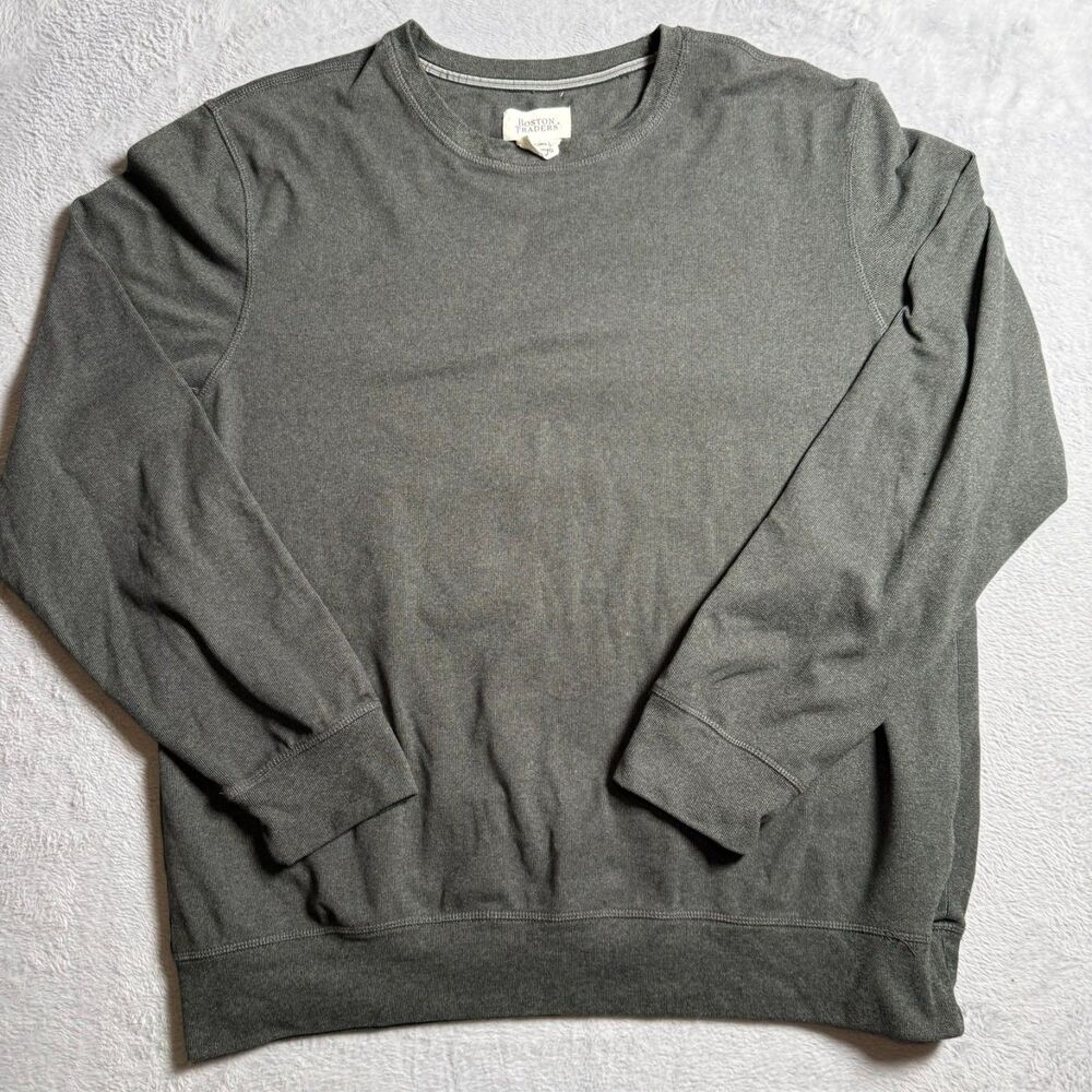 Boston Traders Grey Casual Pullover Waffle Knit Crewneck Sweater Mens Size Large